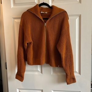 Everlane Burnt Orange Zip Up Sweater | XL
